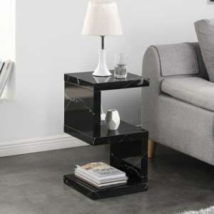 Miami High Gloss S Shape Side Table In Milano Marble Effect